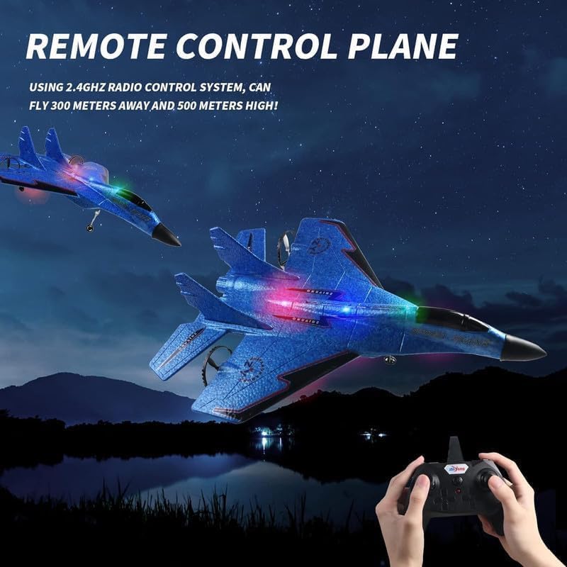 Beauenty Remote Control Airplane for Kids  Adults, Epp Foam RC Airplane Jet Aircraft, RC Glider Automatic Balance Gyro Plane with Night Light, Stunt RC Gift for Boys - Image 2